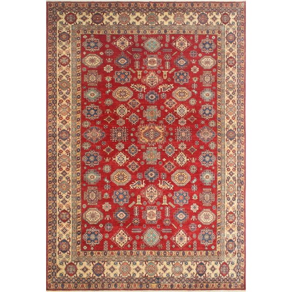 Super Kazak Jamie Red/Beige Rug, 8'8" x 12'7"