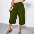thumbnail image 2 of Maean Womens Plus Size Pants Elastic High Waist Wide Leg Baggy Solid Color Lounge Capri Pant L-5XL, 2 of 7