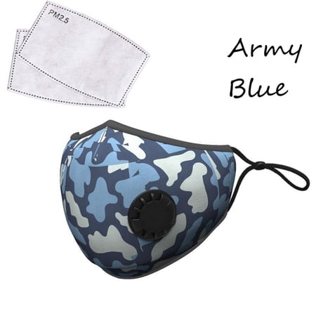 LANDOU Reusable Fabric Face Mask with PM2.5 Filters & External Valve (Adults, Marbel)