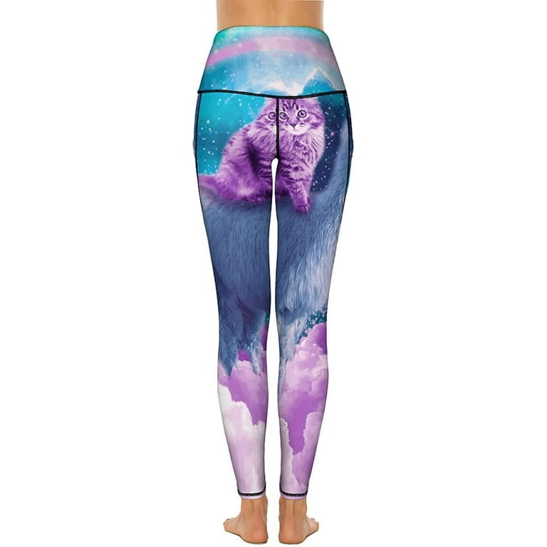 Cat Ride Llama in Space High Waisted Yoga Pants Workout Leggings with Pockets for Women Walmart