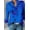 Blue, variant on U.Vomade New Fashion All-match Printed Long-sleeved Shirt Women's Loose V-neck Design Shirt Large Size Casual Commuter Temperament Women's Top