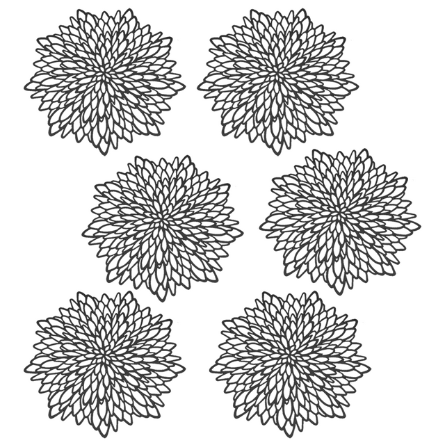 Gold Round Placemats for Dining Table Set of 6 Pressed Vinyl Metallic ...