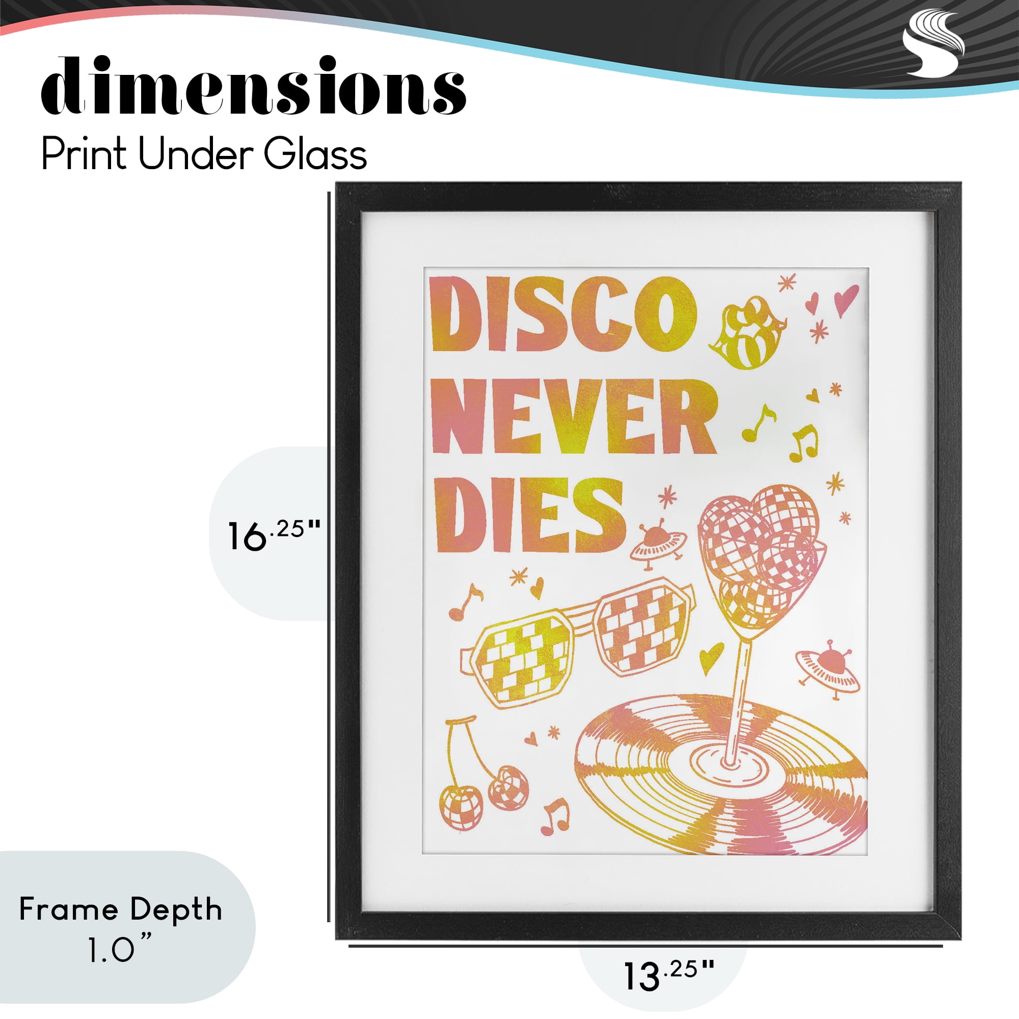 Stupell Industries Disco Never Dies Black Framed Print Under Glass, design by Ziwei Li