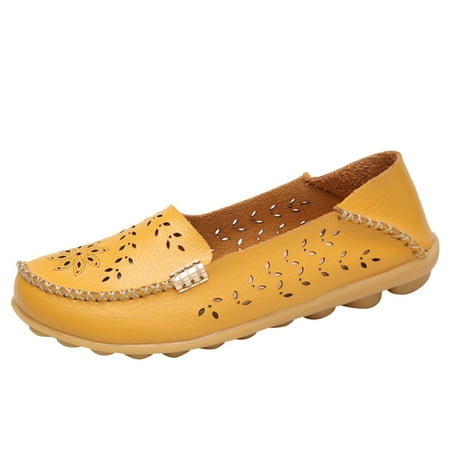 

Huesdet Women s Platform Chunky Heeled Loafers Womens Slip-ons Fashion Penny Comfort Business Casual Shoes(Yellow 6.5)