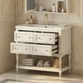 thumbnail image 4 of 36" Bathroom Vanity with Resin Sink, Freestanding Bathroom Vanity Cabinet with 4 Drawers and Soft Closing Doors, Beige, 4 of 7