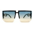 thumbnail image 2 of Womens Luxury Rimless Jewel Rectangle Designer Mafia Fashion Sunglasses Green - Navy Brown, 2 of 4