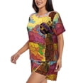 thumbnail image 2 of "Wukai Beautiful African Woman Women's Pajama Set - Short-Sleeve Top and Shorts with Elastic Waistband and Pockets for Loungewear, Yoga, and Casual Wear-, 2 of 8