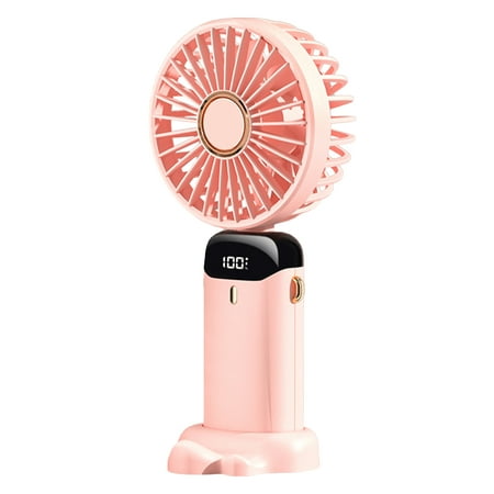 

YMH 1 Set 3000mAh Handheld Fan with Lanyard LED Real-time Display Adjustable 5 Speeds Folding Cooling Rechargeable Ultra Quiet Desktop Fan for Summer