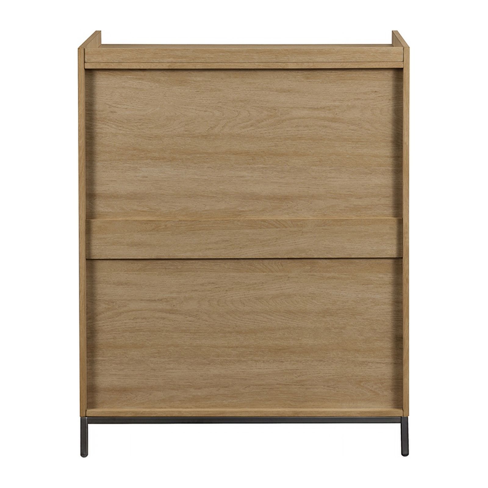 Contemporary 2-Door Wood Accent Cabinet with Framed Top - Oak / Black