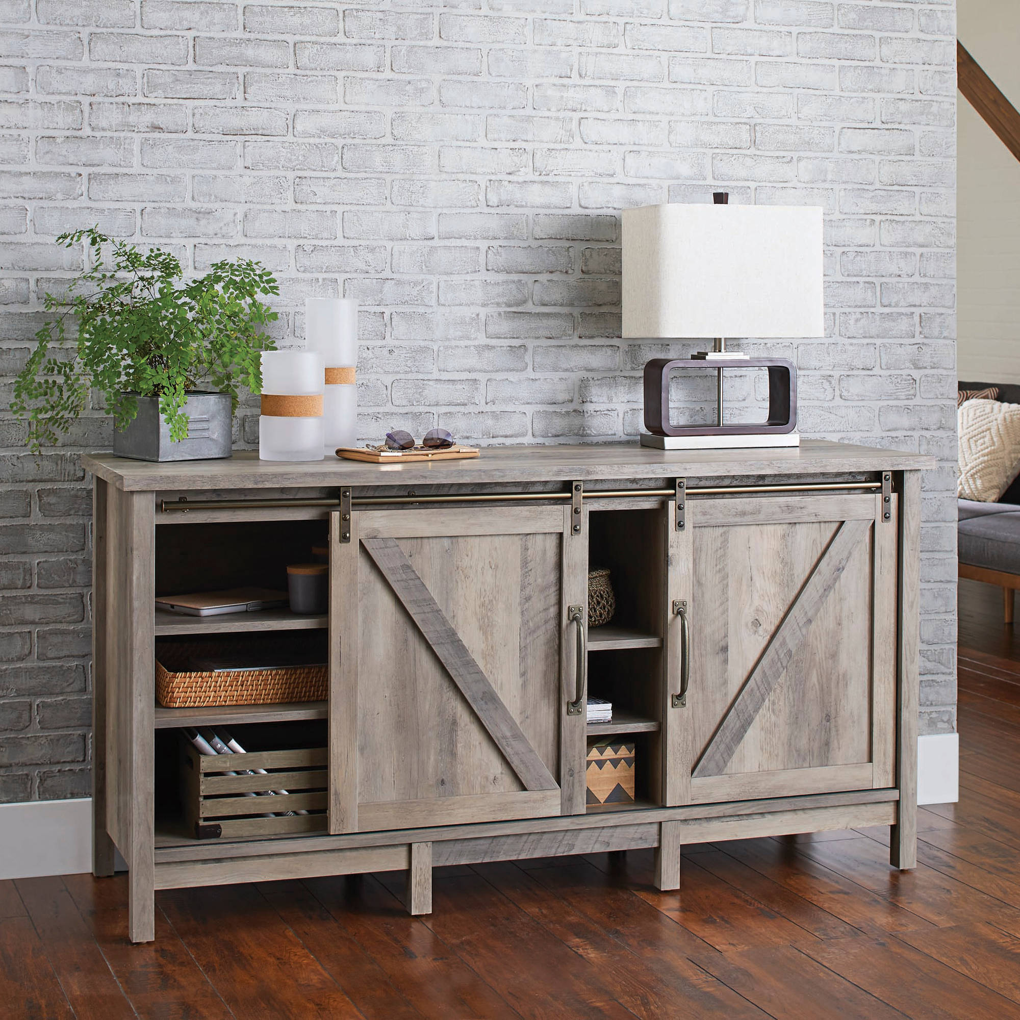 Better Homes & Gardens Modern Farmhouse TV Stand for TVs up to 70", Rustic Gray - image 3 of 14