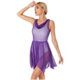 thumbnail image 3 of YEAHDOR Womens Draped Neck See Through Modern Dance Dress Sleeveless Asymmetrical Hem Flowy Lyrical Dance Costume, 3 of 7