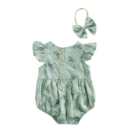 

ZIYIXIN Toddler Baby Girls Flower Print Ruffle Sleeveless Romper Tutu Skirt with Headband Jumpsuit Outfits Green 6-12 Months