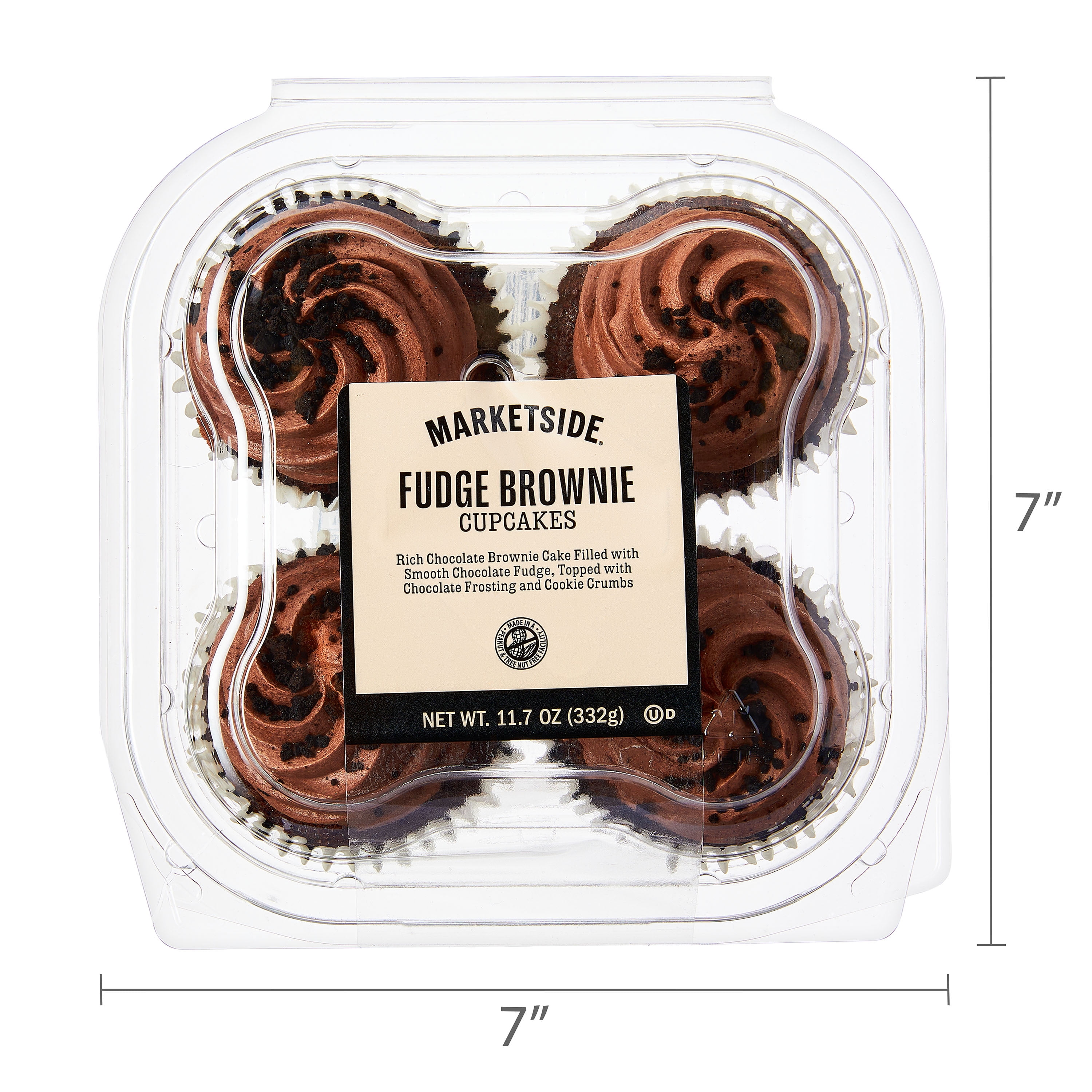 Marketside Fudge Brownie Cupcakes, 11.7 oz, 4 Count
