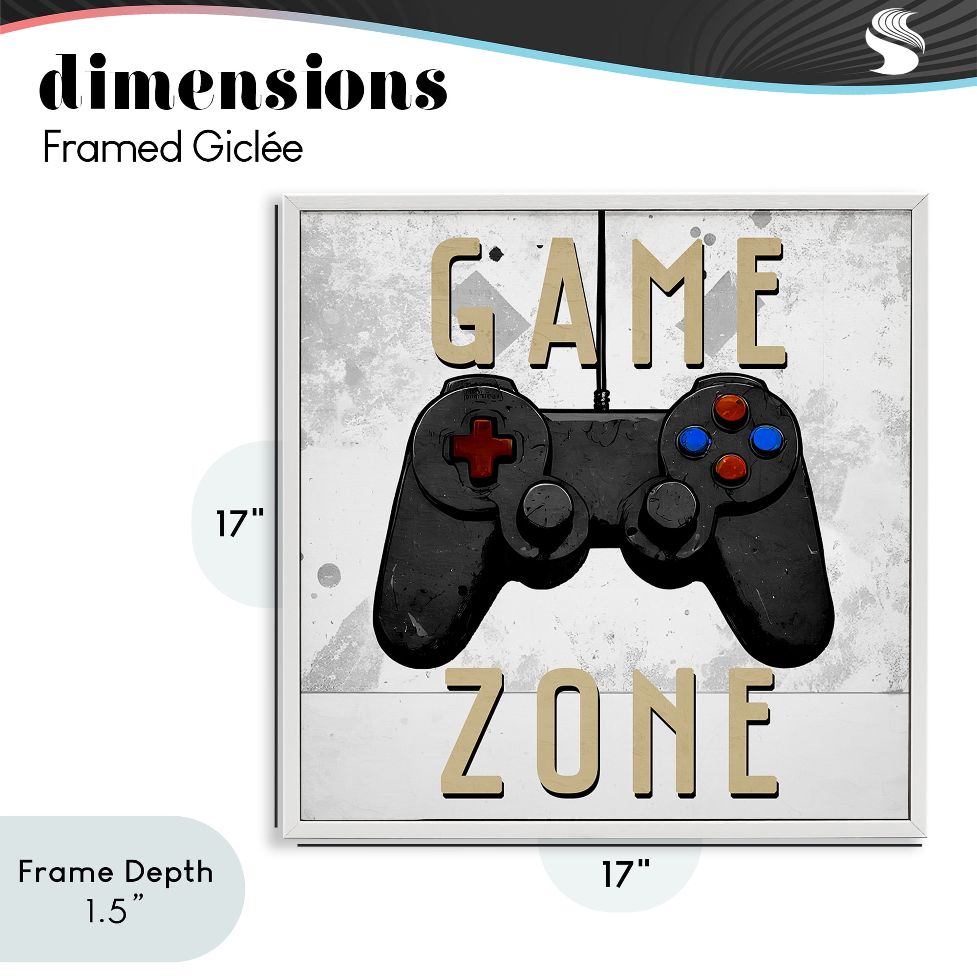 Stupell Industries Game Zone Control White Framed Giclee Art, design by Kim Allen