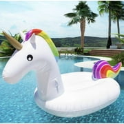 Piscine gonflable de flotteur de licorne de 108 "x 50", fournitures de fête de plage d'été flotteurs de piscine monter sur le radeau de licorne