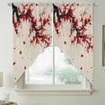 thumbnail image 2 of Red Flowers Swag Curtains for Kitchen/Bedroom/Living Room, Vintage Chinese Painting Plum Branches Scalloped Curtains 63 Inch Long, Rod Pocket Window Swag Topper Curtains Valances 2 Panels Set 36"x63", 2 of 8