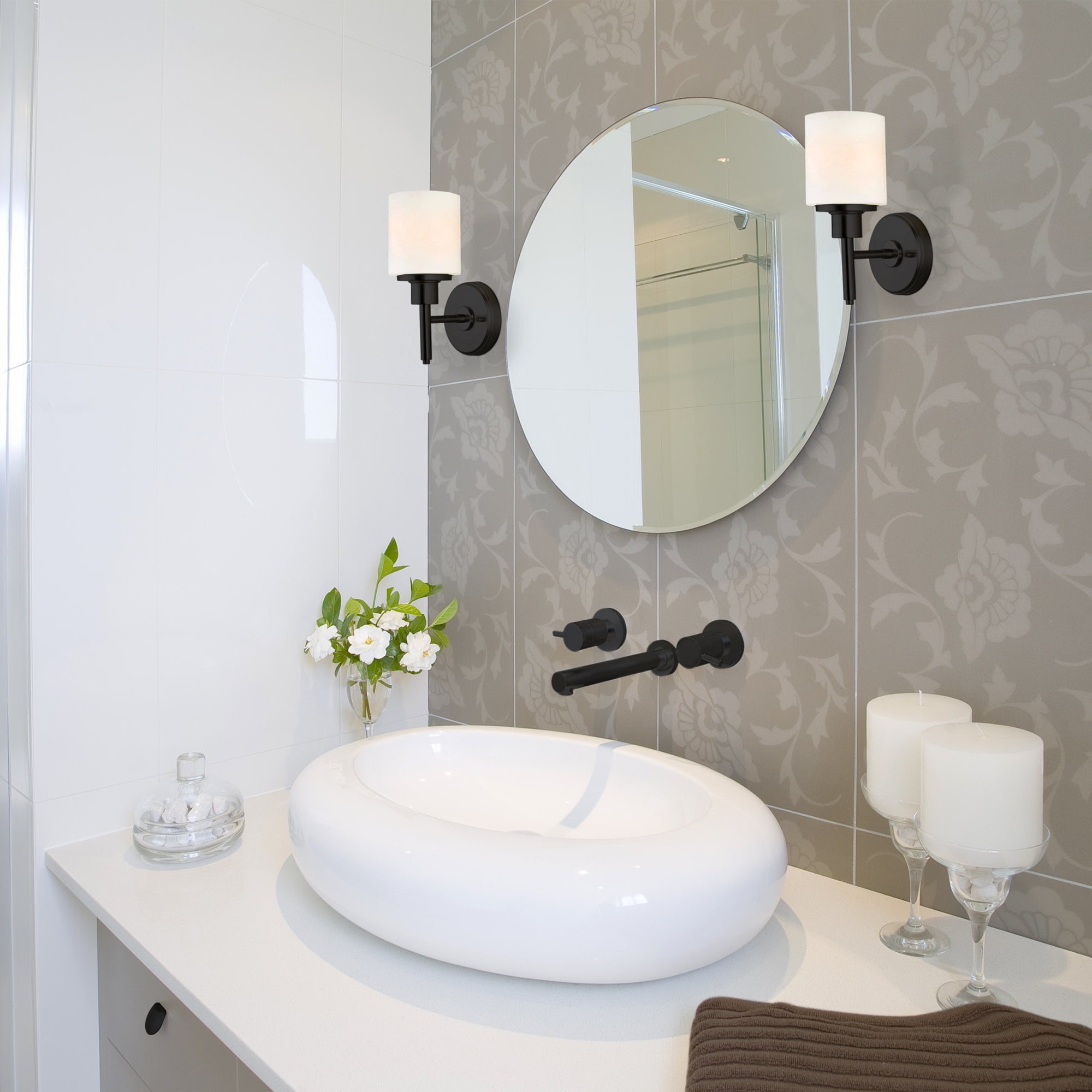 Design House Aubrey 1-Light Dimmable Indoor Wall Light with Frosted Glass Shade