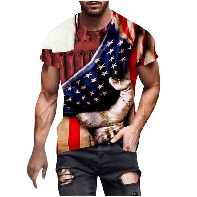 Camisetas Casuales Impresas de Manga Corta en el Patrón de Rayas, Camisetas Ligeras de Algodón a Rayas para Hombres