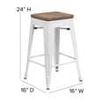 thumbnail image 5 of Emma + Oliver 24"H Backless White Metal Counter Height Stool with Wood Seat, 5 of 12