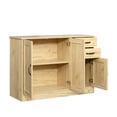 thumbnail image 6 of Hassch Farmhouse Sideboard Buffet with Storage with 3 Doors, 43.3" Wooden Kitchen Coffee Bar Cabinet with Adjustable Shelf and 2 Drawers for Living/Dining Room, Oak, 6 of 11