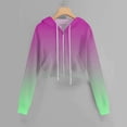 thumbnail image 2 of Women Dressy Blouses Fall Winter Comfy Hooded Long Sleeve Kimono Drop Shoulder Zip Up Gradient Print Hoodie Cotton Hoodies Hoodie(Green,L), 2 of 4