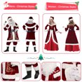 thumbnail image 4 of Conjunto de disfraz de Papá Noel para hombre y mujer, traje de cosplay de terciopelo rojo de lujo, ropa elegante para adultos, vestido de fiesta de Navidad, atuendo decorativo, 4 of 5