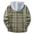 thumbnail image 2 of Felirenzacia Men's Tartan Hoodie Shirt, Checkered Plaid Long Sleeve Jacket for Outwear Coat with Gray Hood,Green,2XL, 2 of 9