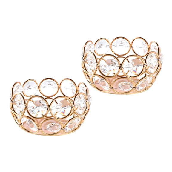 ETEREAUTY Set of 2 Vintage Crystal Candle Holders Iron Candle Stands for Elegant Home Decor and Table Centerpieces