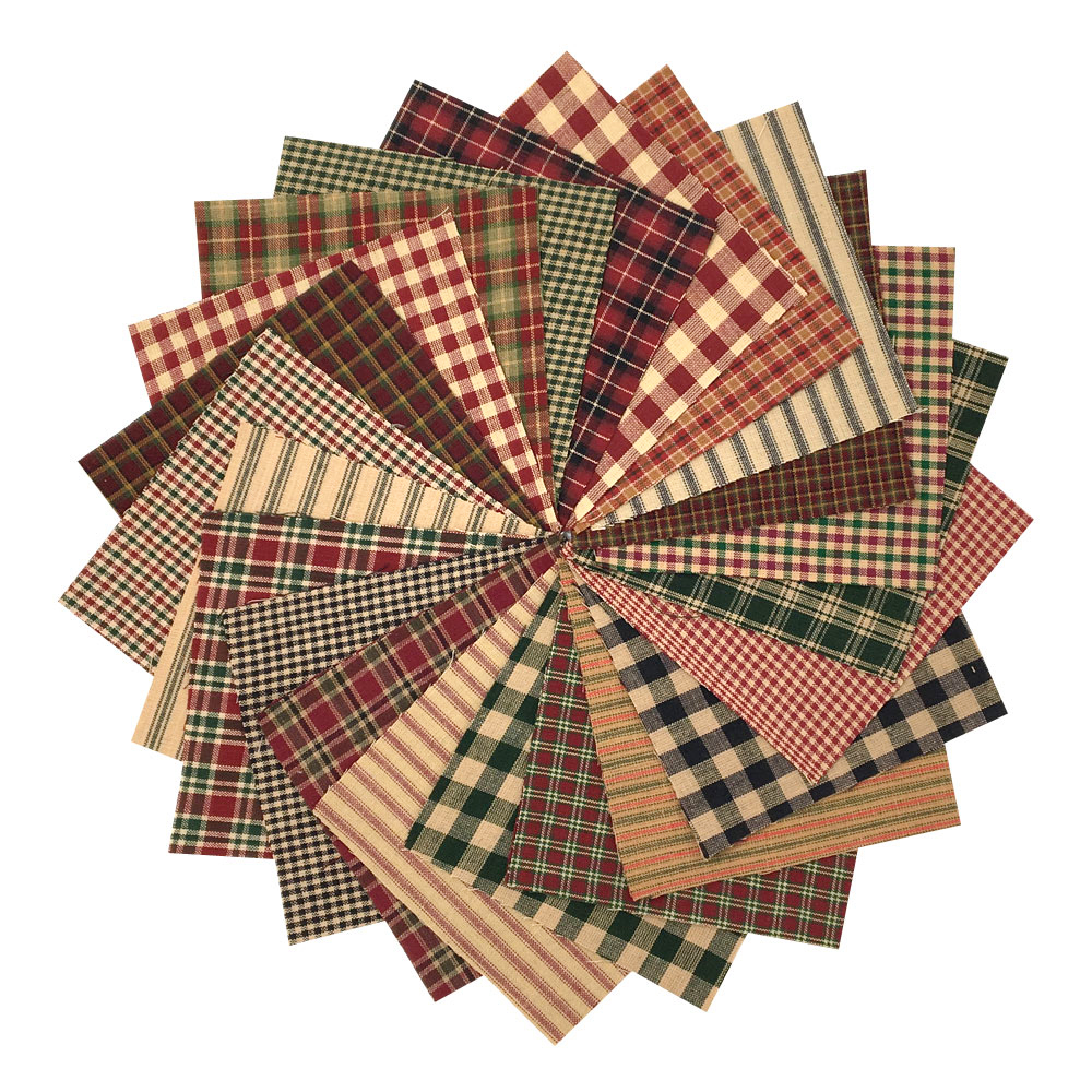 40 Rustic Christmas Homespun 5 inch Charm Pack Quilt Squares by JCS