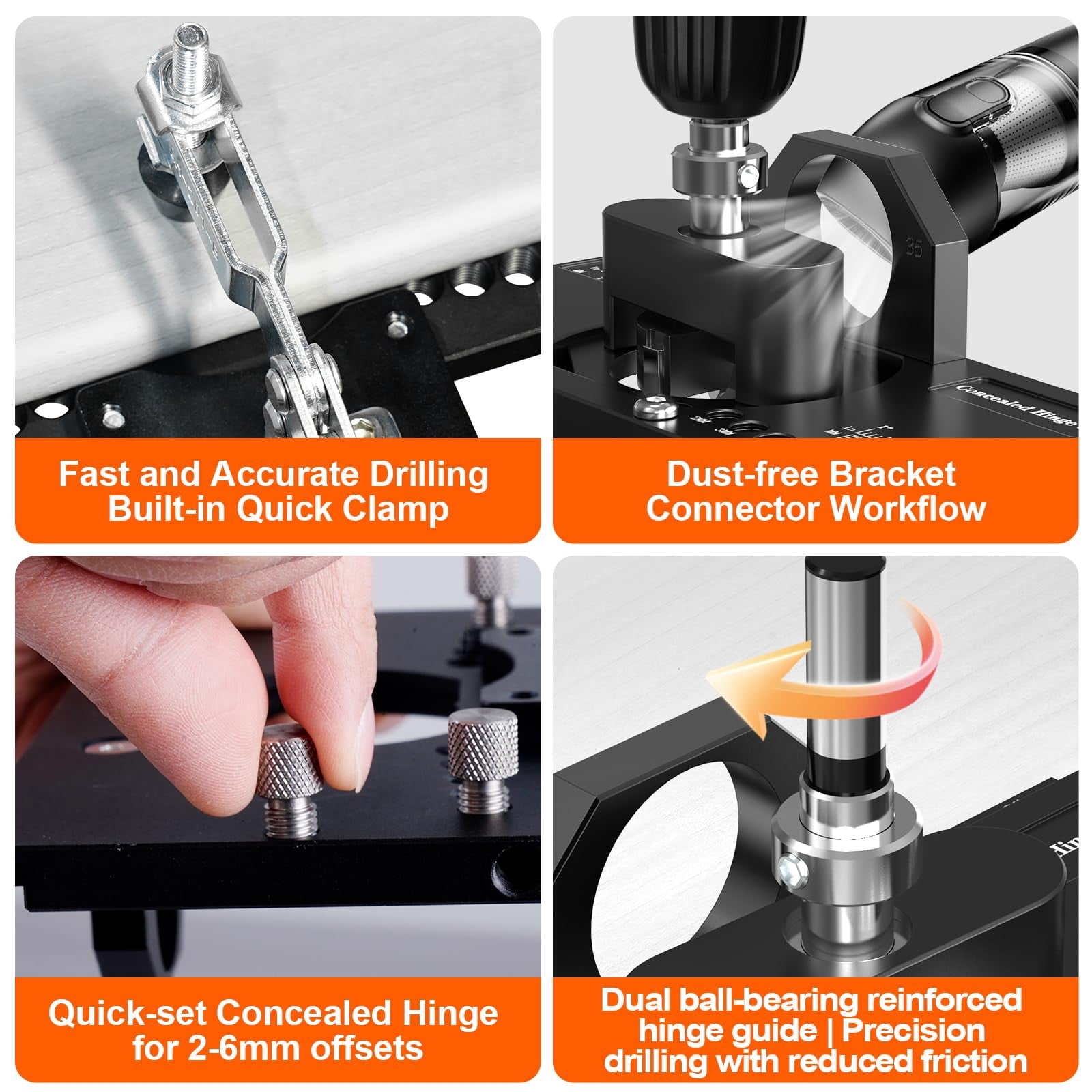 Concealed Hinge Jig With Quick Clamp And Dust Vacuum Adapter 35mm Cabinet Door Hinges Hole Drilling Hardware Jigs For Woodworking Mounting Tool