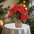 thumbnail image 6 of Cadorn 1PCS Christmas Artificial Poinsettia Pinecone Tabletop Ornament, Festive Holiday Decor with Pine Cones and Flowers for Xmas Tree Home Party Supplies, Desktop Decoration, 6 of 6