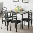 thumbnail image 1 of Yiwa Dining Table Set for 4,Kitchen Table and 4 Chairs,5 Piece Kitchen Dining Room Table Set,Wood Modern Rectangle Dinner Table with Upholstered Seat,Dinette Furniture for Breakfast,Home Office, 1 of 8