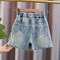 thumbnail image 6 of Landzoo Girls Shorts Solid Color Elastic Waist A-Line Summer Cozy Soft Girls Denim Skort Shorts Size 6-7 Years Blue, 6 of 8