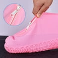 thumbnail image 3 of LAICAIW Couvre-Chaussures Imperméables, Housse de Chaussure en Silicone Réutilisable Antidérapante Durable avec Fermeture Éclair Élastique Protection contre la Pluie pour Hommes Femmes (TG (Femmes 11.5-14, Hommes 11-14), Rose), 3 of 7