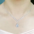 thumbnail image 5 of (Plata) Juego de 3 pendientes de collar de cristal nupcial para novia, gargantilla de plata para novia, collares con colgante de joyería para mujeres y niñas Plata JM, 5 of 5