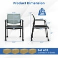 thumbnail image 3 of Gymax 8 Pcs Chaises de Conférence Empilables Chaise en Maille pour Bureau Invité Salle d'Attente Roues, 3 of 9