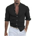 thumbnail image 2 of Men Casual Fashion Turn-down Collar Button Long Sleeve Shirt Blouse, 2 of 6