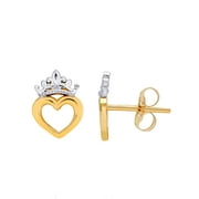 10KT Yellow Gold Heart Crown Earrings