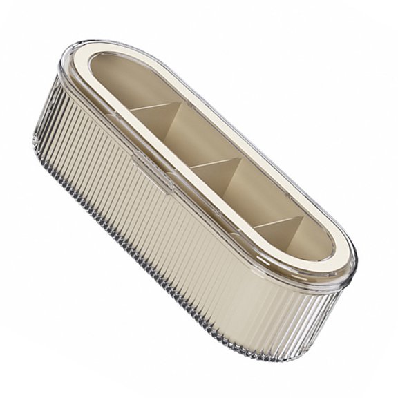 YAHHU 4 Grids Kitchen Seasoning Box with Lid, Household Stackable Spice Box, Sealed Sugar Salt Container with 4 Spoons, Moisture-Proof Organizer Rack for Home Cooking, 10.6 inches / 27 cm