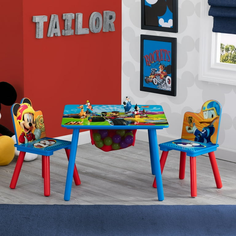 Disney mickey mouse wood kids storage table and chairs set by delta children sales