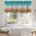thumbnail image 4 of Brown Cyan Valances for Windows, 60 x 18in, Turquoise Gradient Rod Pocket Kitchen Valance Curtain Light Filtering Window Treatments for Living Room Bedroom, 1 Panel, 4 of 7