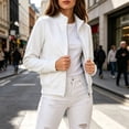 thumbnail image 3 of cocolona Womens Full Zip Workout Jackets Collared Trendy Casual Solid Color Sport Sweatshirts Lightweight Running Fall Tops, 3 of 5