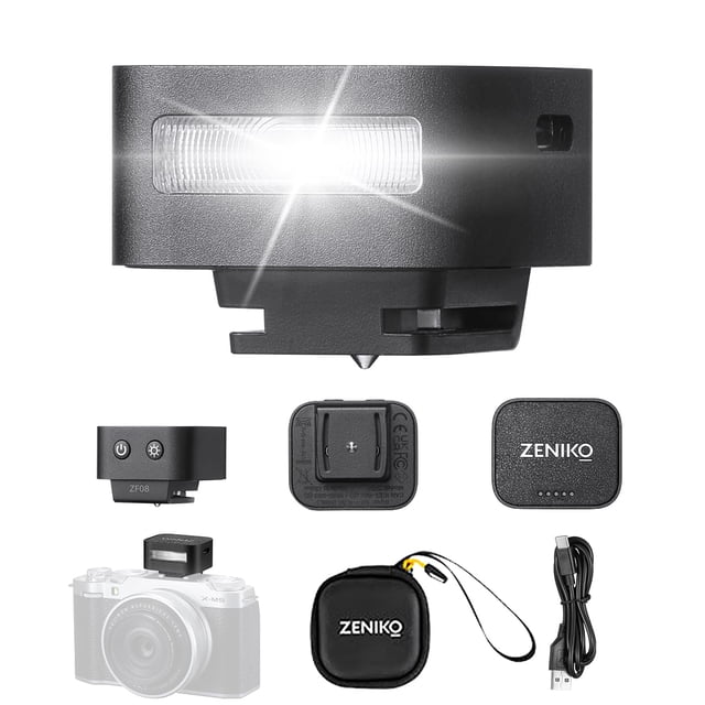 El flash de cámara ZENIKO ZF08 440 parpadea a plena potencia tipo C