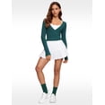 thumbnail image 4 of Remera de Mujer INGIA con Escote en V, Manga Larga, Cruzada con Lazo Verde XS, 4 of 4