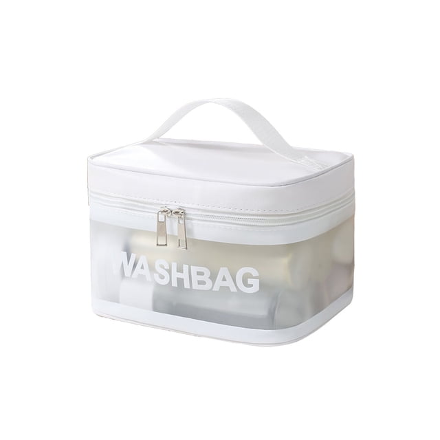 Deeceymbur Waterproof PVC Compact Travel Toiletry Bag with Handle for Cosmetics Makeup Accessories Storage