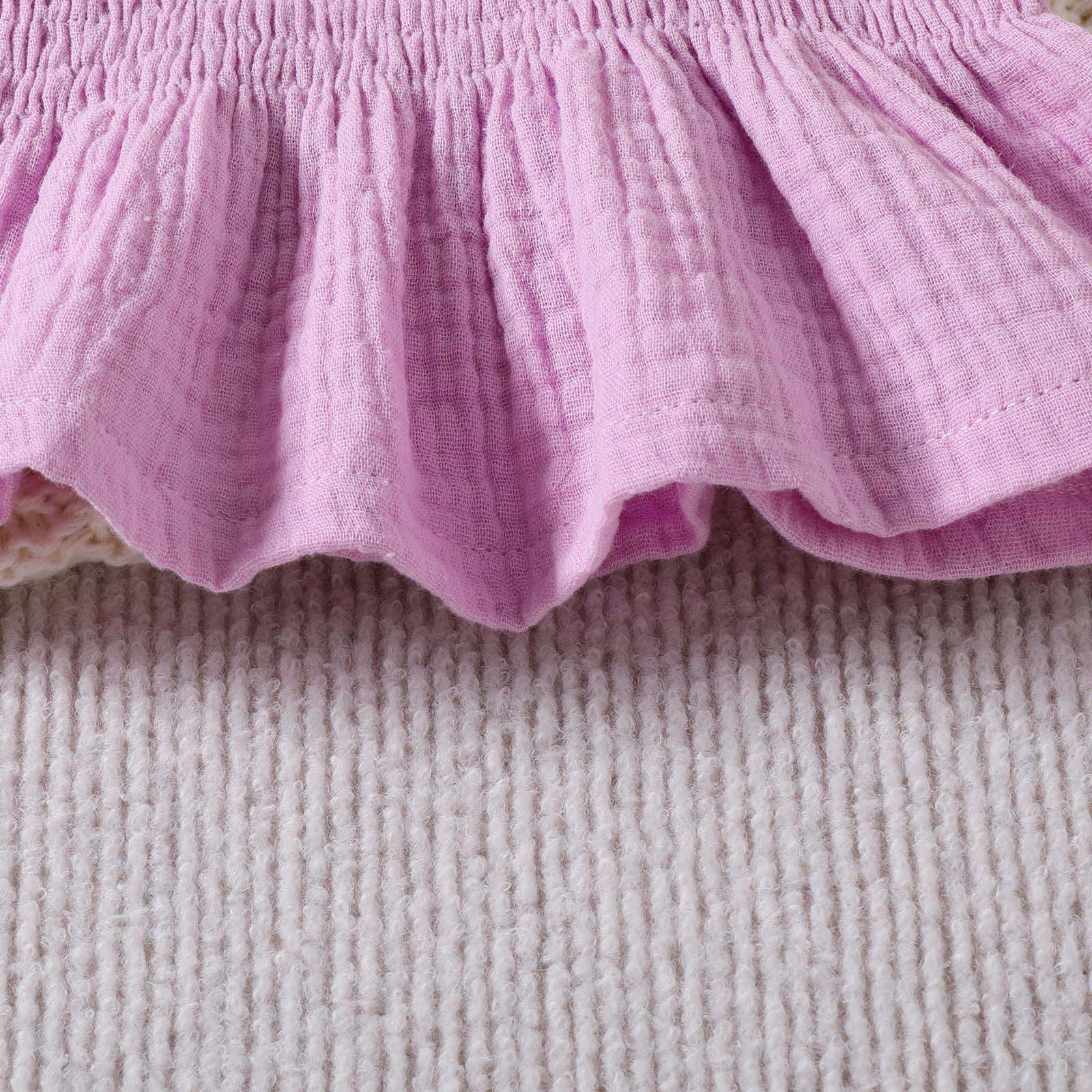 HUCOAE 3 Year Old Girl Outfits Baby Girl Clothes 12 Months Baby Toddler Girls Clothes Solid Color Sleeveless Camisole Linen Pants Set Baby Summer Outfits Purple 12-18 Months