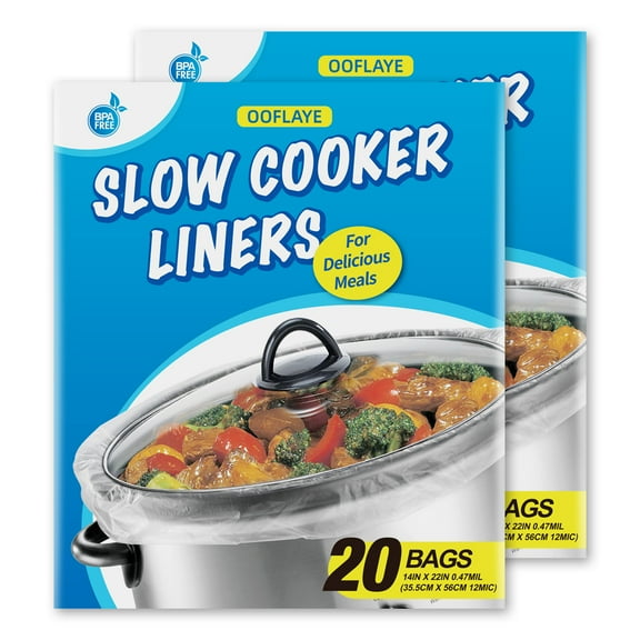 40 Counts Slow Cooker Liners and Cooking Bags, Extra Large Size Fits 6 - 10QT Pot, 14"x 22", BPA Free, Suitable for Oval & Round Pot -2 Pack