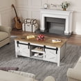 thumbnail image 2 of Homall Retro Hidden Storage Rectangular Wooden Coffee Table, White, 2 of 7