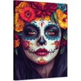 thumbnail image 1 of Mujer con Maquillaje Catrina y Corona de Flores, Arte del Día de los Muertos Mexicano, Cuadro en Lienzo para Decoración Interior, 1 of 8