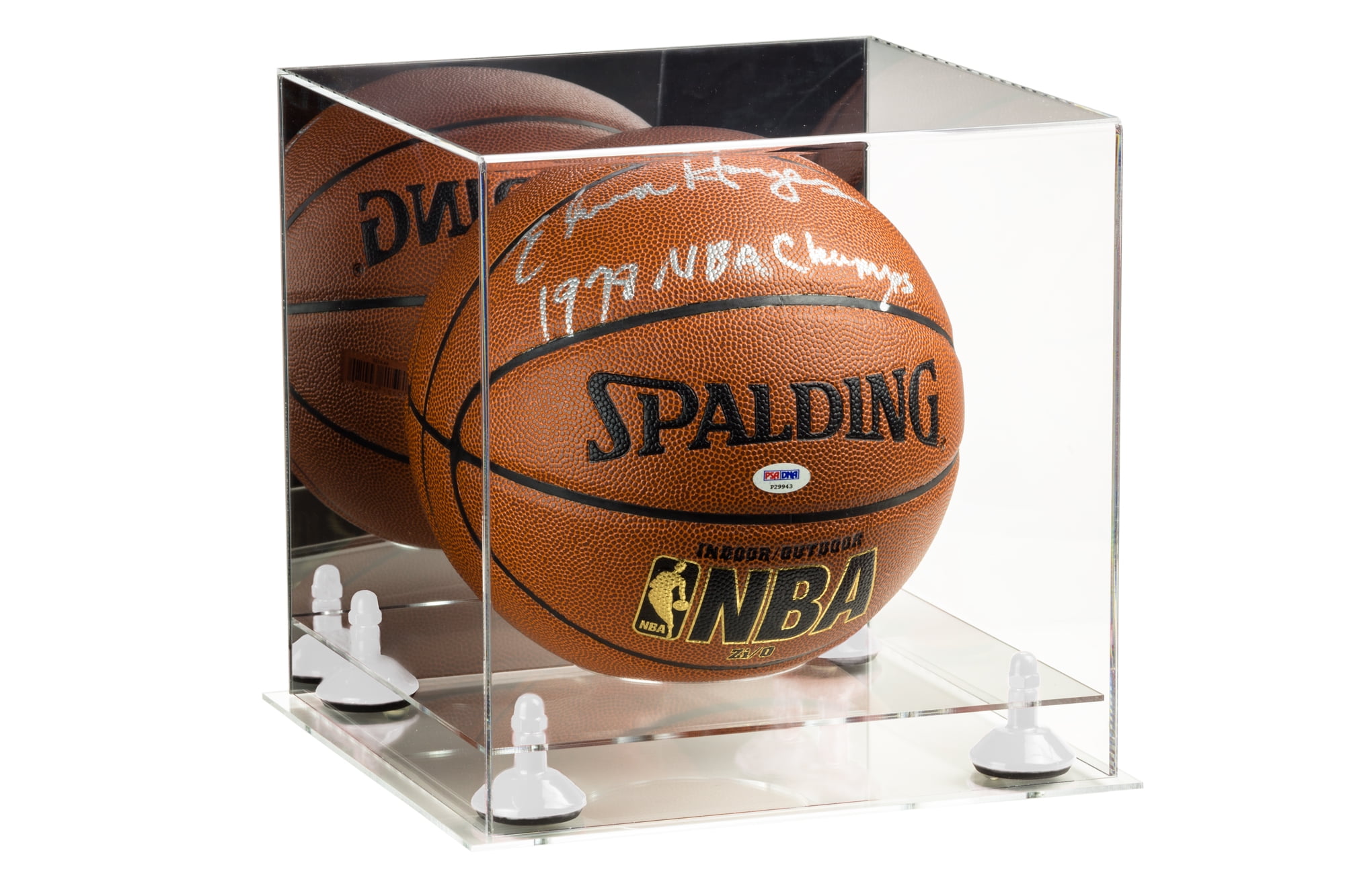 Deluxe Acrylic Full Size Basketball Display Case with Mirror, White